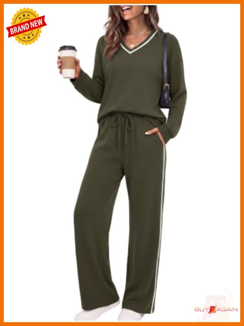 Soft Color Block Sweatshirt Wide Leg Pant with Pockets, Matching Sets